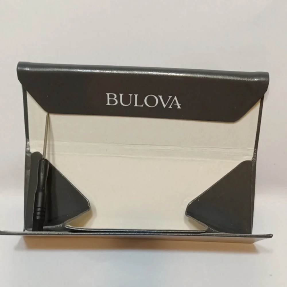 BULOVA Flat Glasses case Hardshell magnetic close Gray triangle fold